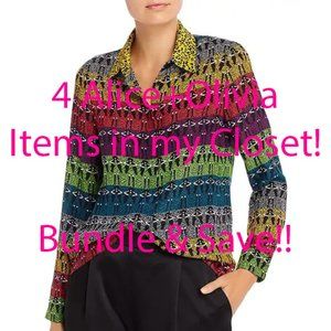 ALICE + OLIVIA - Willa Rainbow Stace Face 100% Silk Blouse - EUC